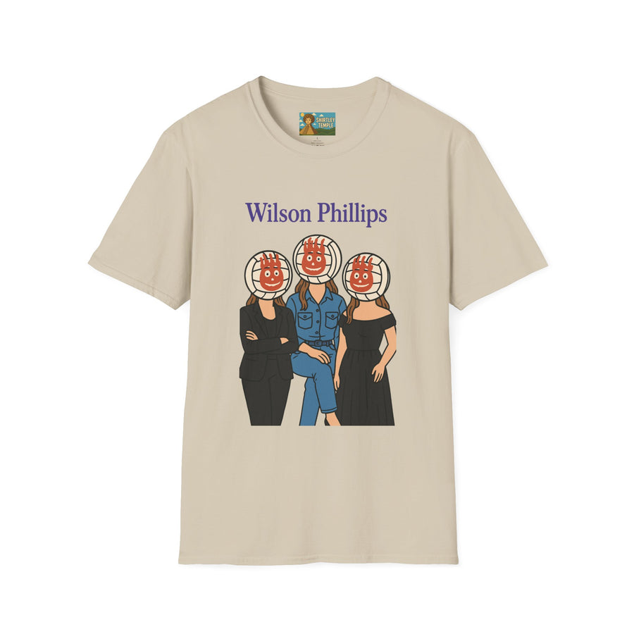 Wilson and Phillips Mashup Softstyle T-Shirt, Funny Wordplay Tribute Singers, Volleyball Theme Gift Tee