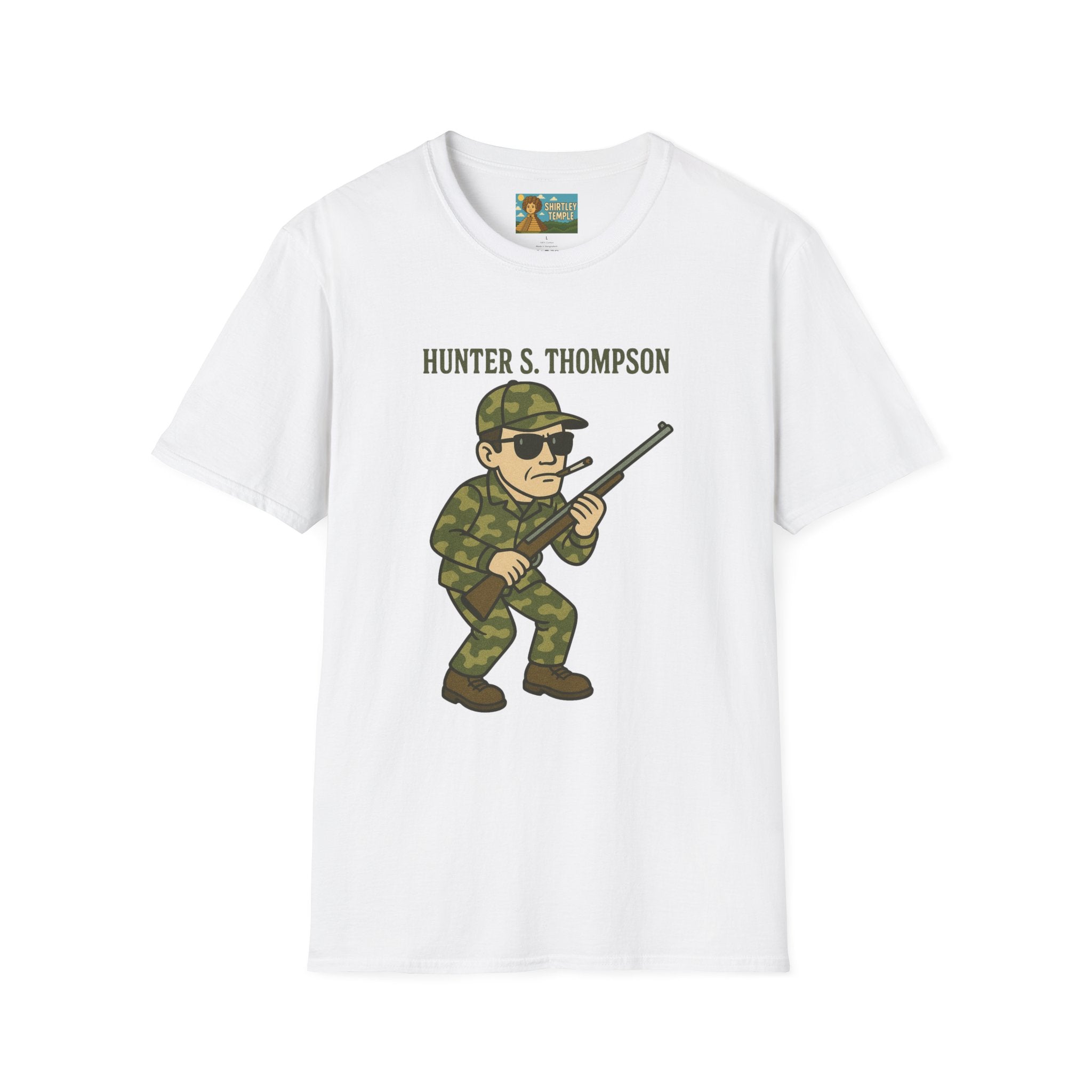 Hunter S Thompson Funny Shirt, Parody Apparel, Comedy Tribute Mashup Pun Unisex Softstyle T-Shirt