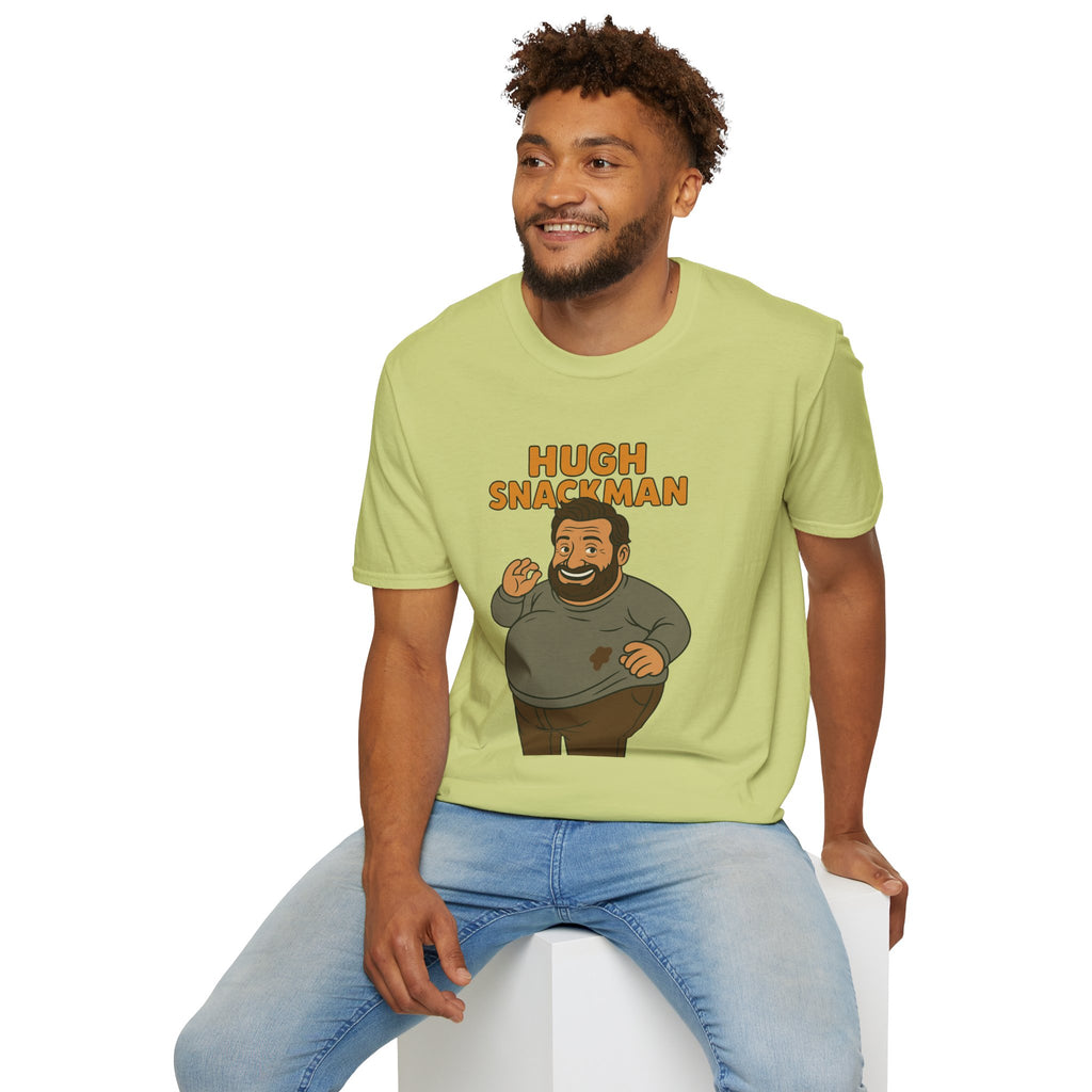 Hugh Snackman Funny Shirt, Hugh Jackman Parody Tee, Comedy Tribute Apparel, Unisex Softstyle T-Shirt