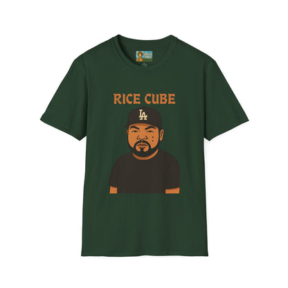 Rice Cube Funny T-Shirt, Ice Cube Asian Parody Shirt, Wordplay Tee, Hip-Hop Music Fan Gift, Unisex Softstyle Top