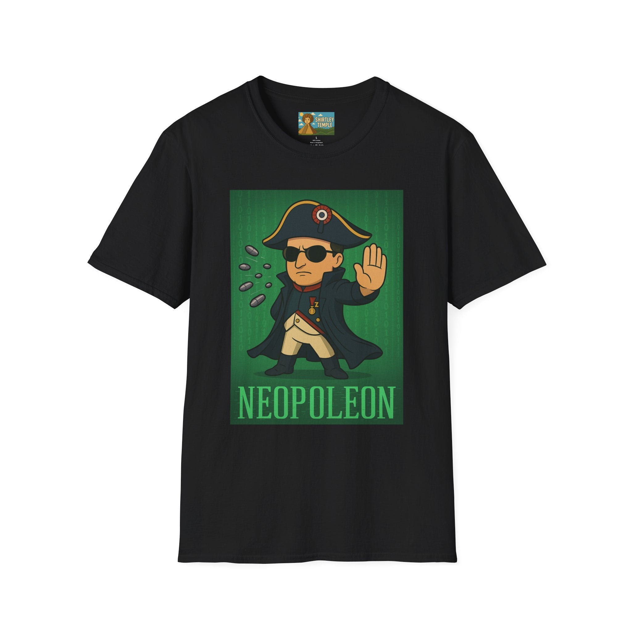 Neopoleon Mashup Unisex Softstyle T-Shirt, Parody Tee for Movie Fans, Humorous Wordplay Shirt, Pop Culture Gift, Napoleon Matrix Neo Tee