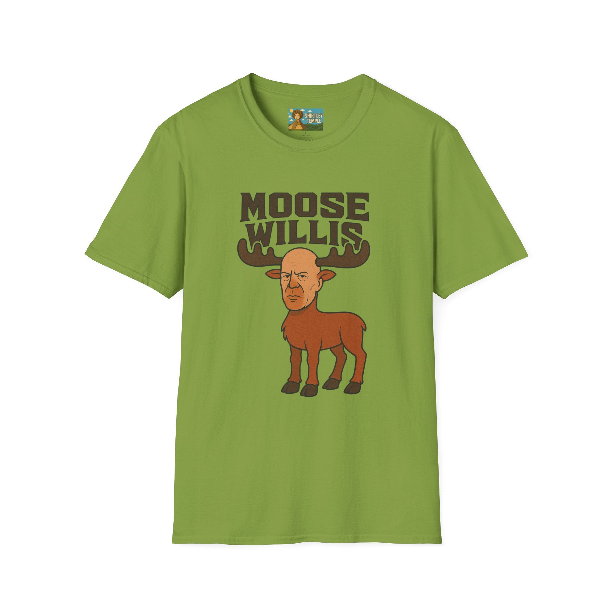 Moose Willis T-Shirt, Bruce Willis Parody Shirt, Moose Pun Tee, Comedy Mashup Apparel