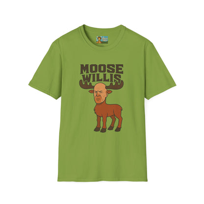 Moose Willis T-Shirt, Bruce Willis Parody Shirt, Moose Pun Tee, Comedy Mashup Apparel