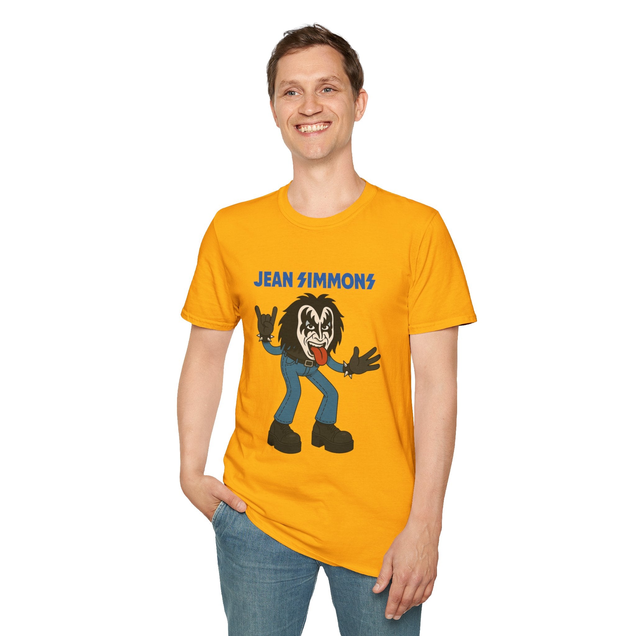 Jean Simmons Funny Shirt Mashup Tribute Parody Pun Rockstar Softstyle T-Shirt, Unisex Tee, Graphic Tee, Music Lover Gift, Jeans Lover Shirt,