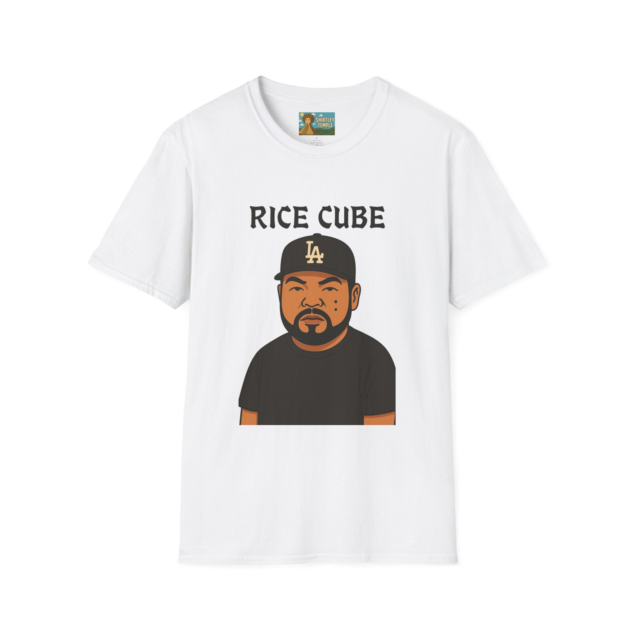 Rice Cube Funny T-Shirt, Ice Cube Asian Parody Shirt, Wordplay Tee, Hip-Hop Music Fan Gift, Unisex Softstyle Top
