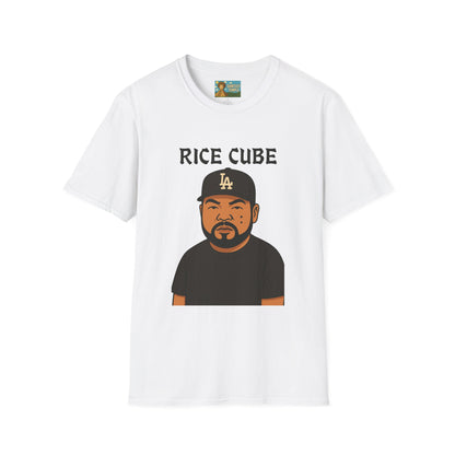Rice Cube Funny T-Shirt, Ice Cube Asian Parody Shirt, Wordplay Tee, Hip-Hop Music Fan Gift, Unisex Softstyle Top