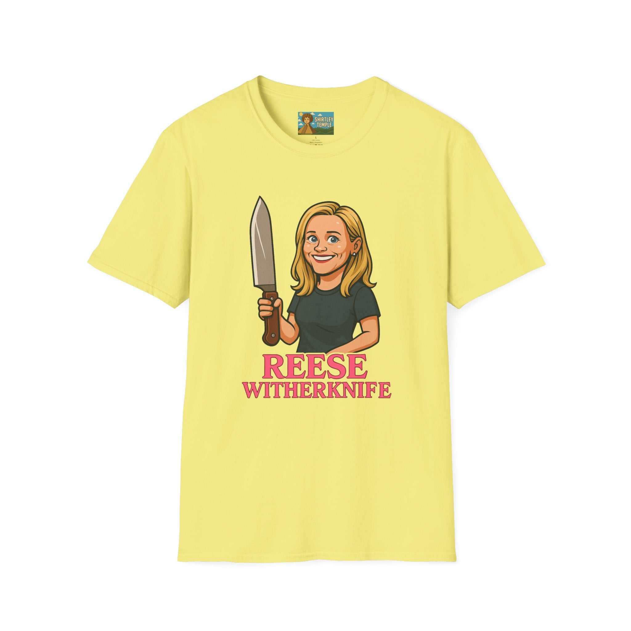 Reese Witherknife Funny Shirt, Comedy Parody Actress Tee, Unisex Softstyle T-Shirt, Wordplay Giant Knife Top, Gift for Movie Lovers, Pop