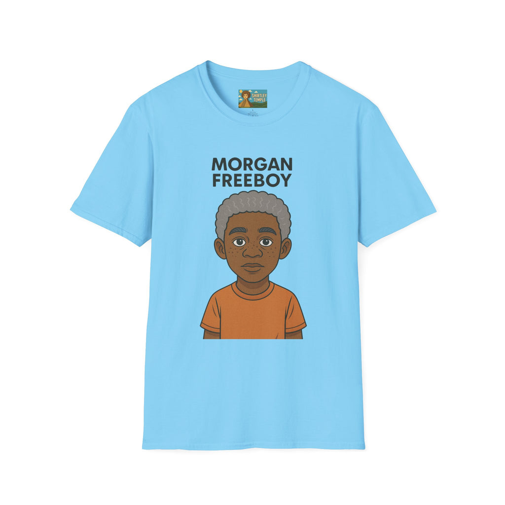Morgan Freeboy Tribute T-Shirt, Funny Parody Tee, Morgan Freeman Wordplay Shirt, Unisex Softstyle, Gift for Comedy Lovers, Pop Culture Top