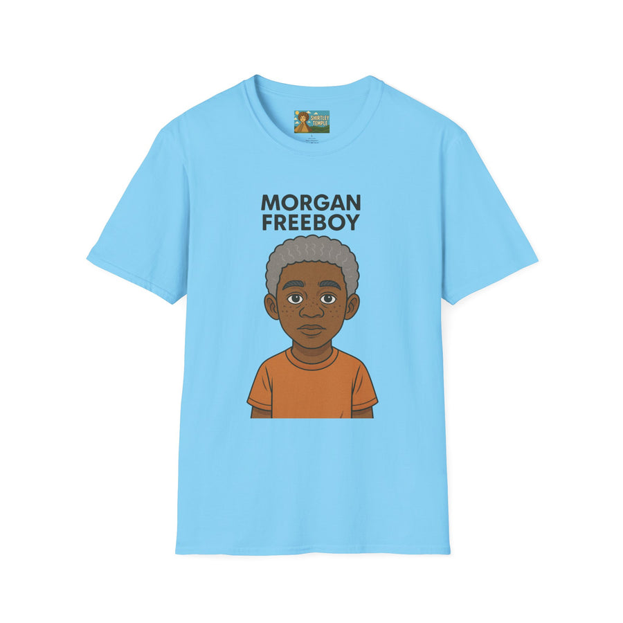 Morgan Freeboy Tribute T-Shirt, Funny Parody Tee, Morgan Freeman Wordplay Shirt, Unisex Softstyle, Gift for Comedy Lovers, Pop Culture Top