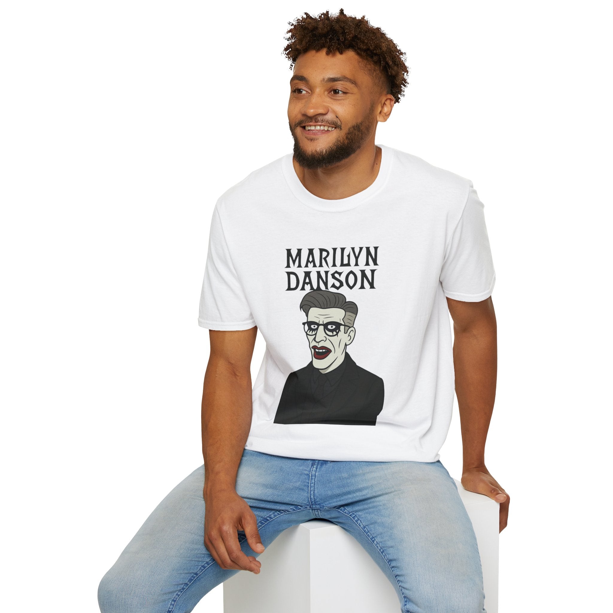 Marilyn Danson Funny Shirt, Mashup Tribute Tee, Parody Comedy Gift, Unisex Softstyle T-Shirt, Marilyn Manson Ted Danson