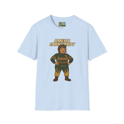 Amelia Earnhardt Funny Mashup Unisex Softstyle T-Shirt, Pilot Pun Tee, Earhart Earnhardt Gift, Aviation Racing Shirt