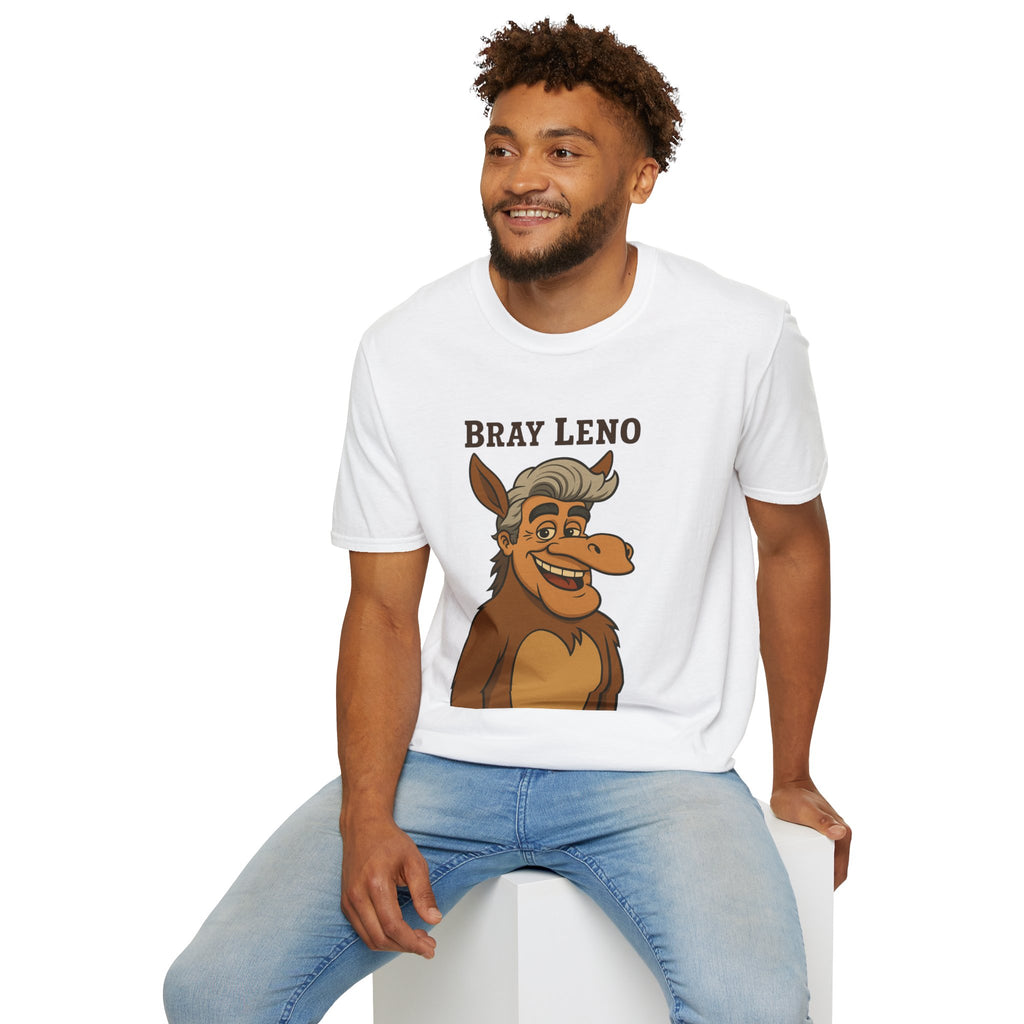 Bray Leno Parody Unisex Tee, Jay Leno Donkey Mashup Shirt, Funny Wordplay Comedy Gift, Softstyle T-Shirt