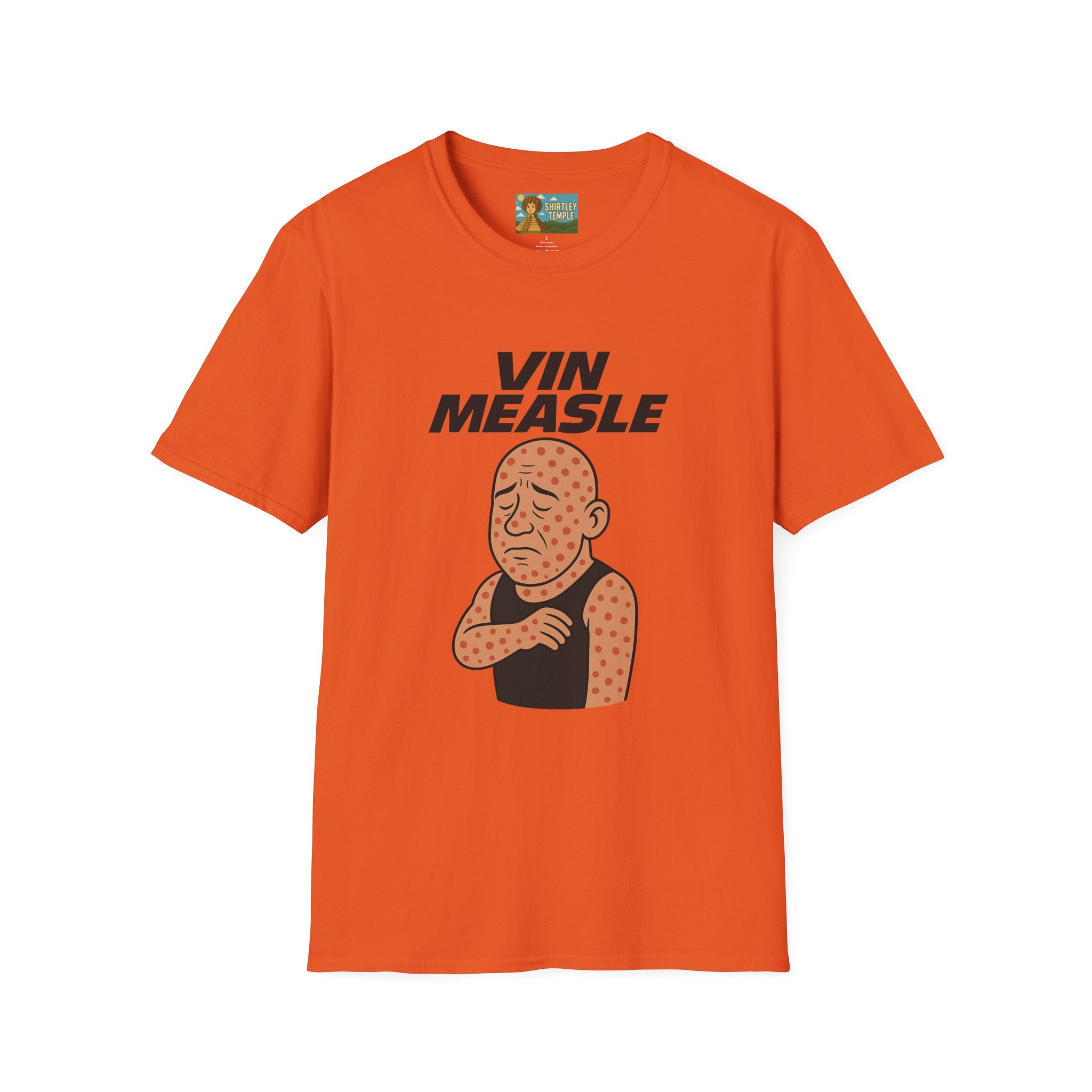 Vin Measle Parody Unisex Softstyle T-Shirt, Actor Measles Wordplay Tee, Humorous Graphic Tee Shirt, Comedy Movie Fan Gift, Lightweight