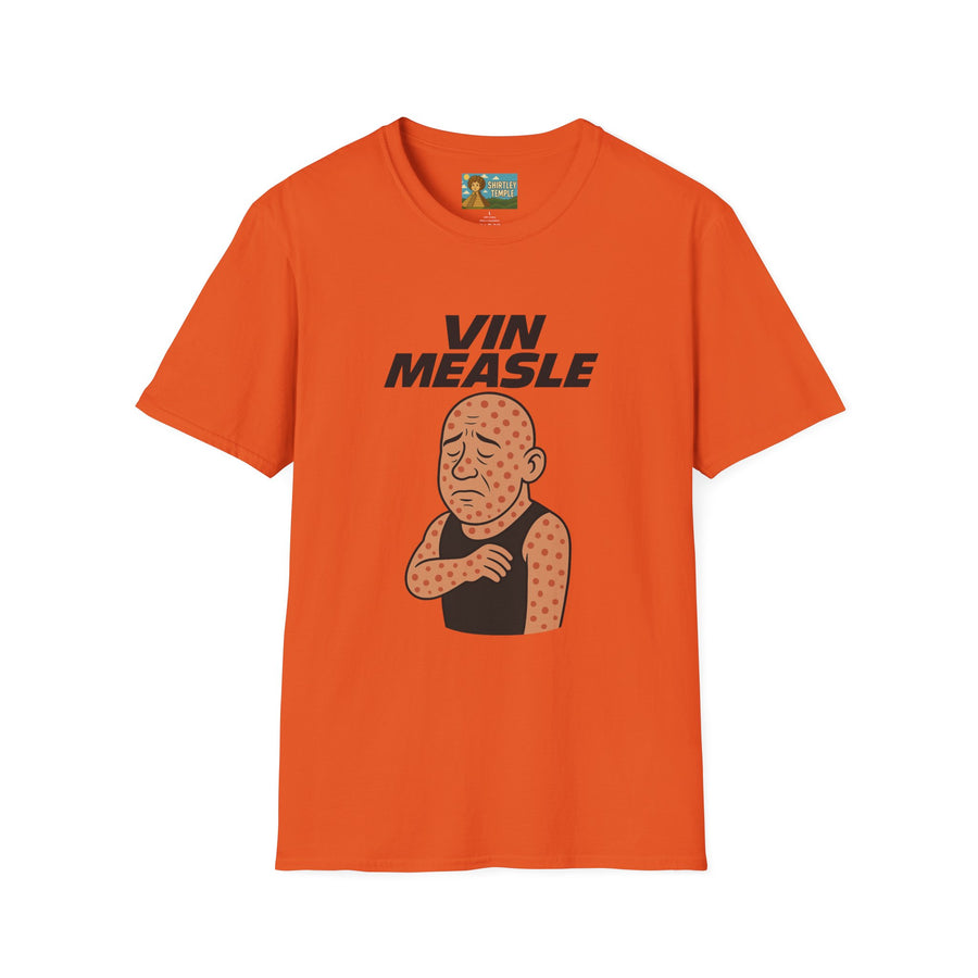 Vin Measle Parody Unisex Softstyle T-Shirt, Actor Measles Wordplay Tee, Humorous Graphic Tee Shirt, Comedy Movie Fan Gift, Lightweight