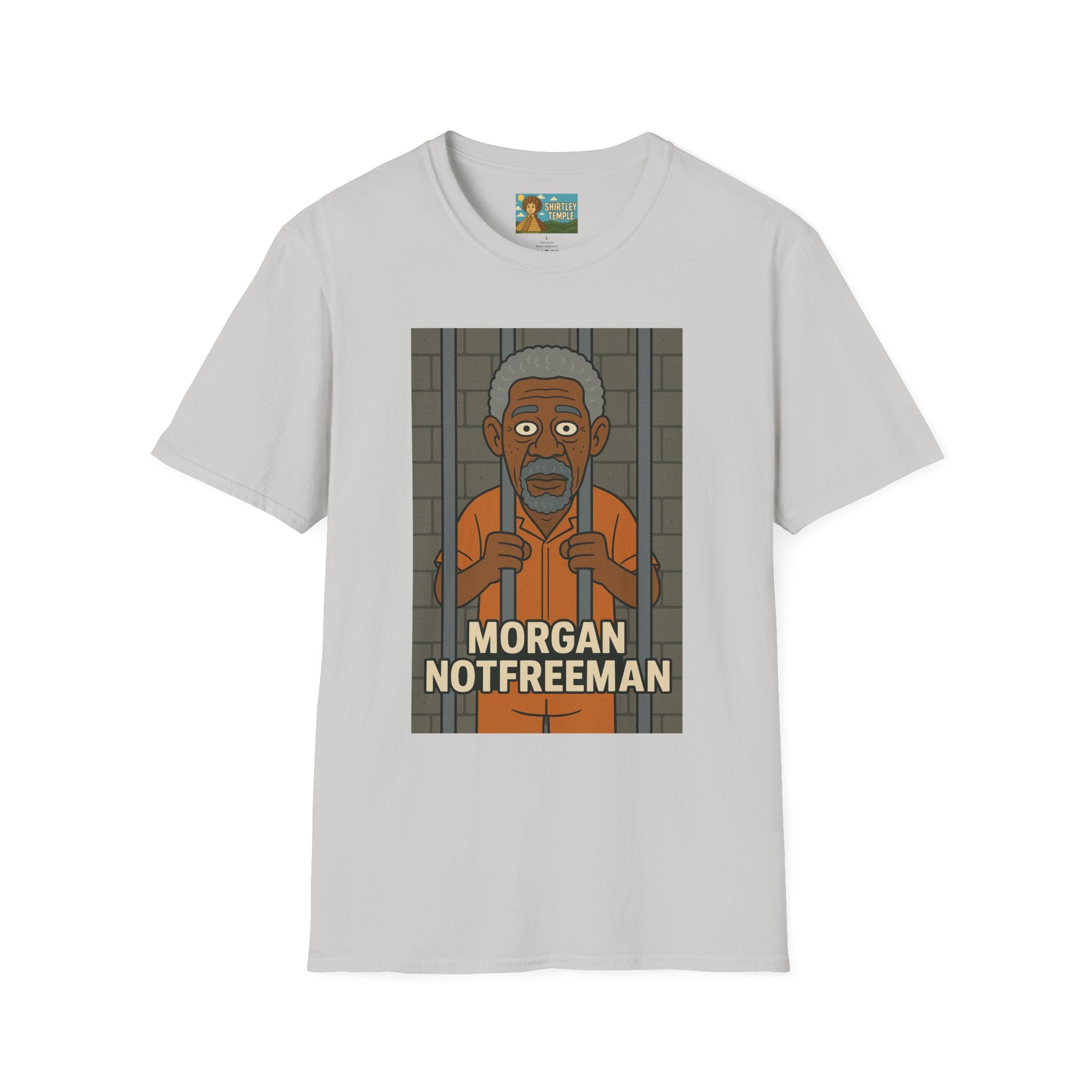 Morgan Notfreeman T-Shirt, Funny Parody Wordplay Tee, Unisex Softstyle Shirt, Morgan Freeman Not Free Comedy, Tribute Irony