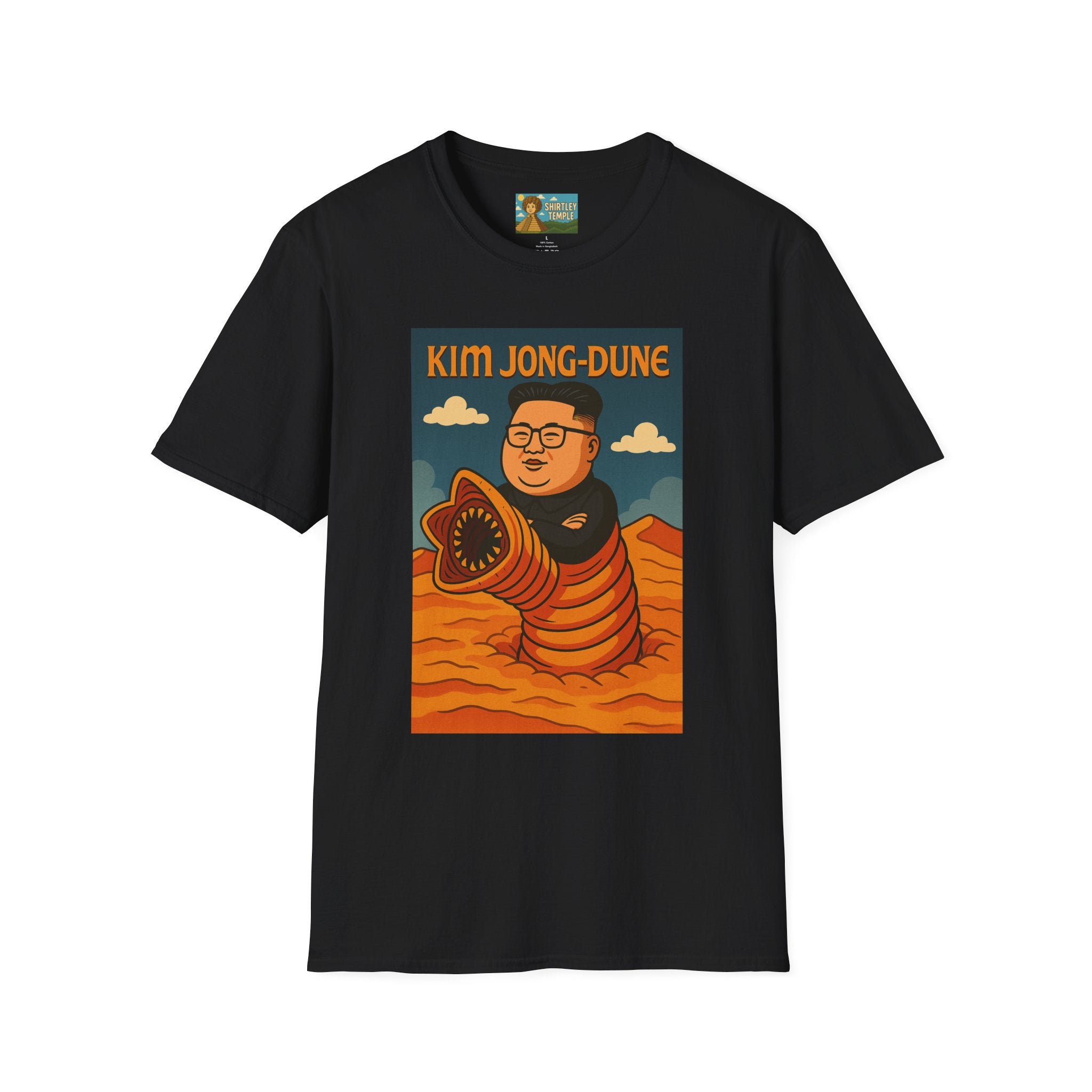 Kim Jong-Dune Funny T-Shirt, Mashup Wordplay Shirt, Sandworm Movie Tee, Unisex Softstyle Top, Kim Jong Un Fan, Dune Lover Gift