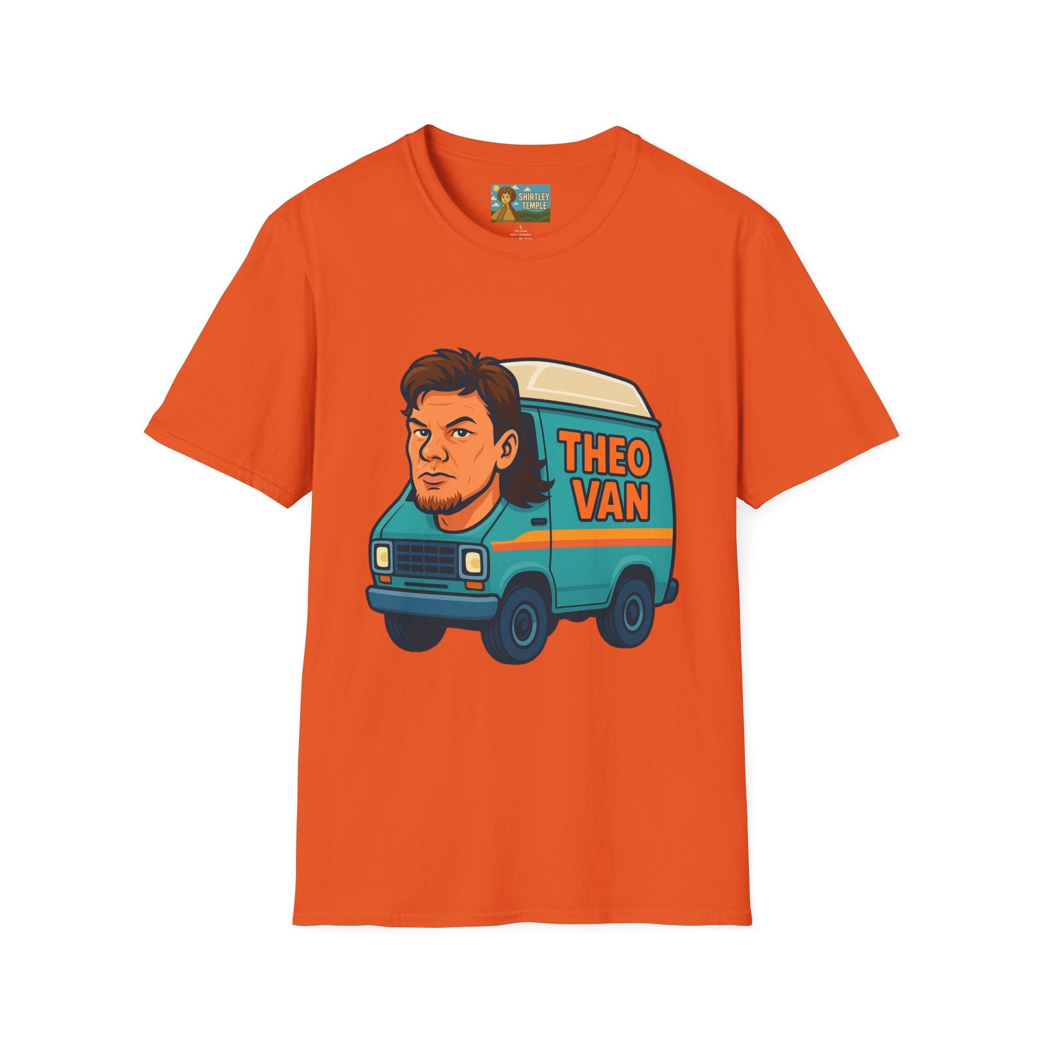 Theo Van (Theo Von + Van = Theo Van) Funny Tribute T-Shirt, Comedy Mashup Tee, Comedian Parody Shirt, Unisex Softstyle Top, Van Lover Gift