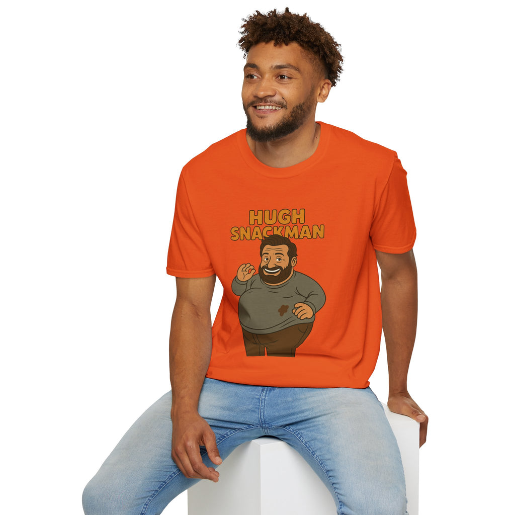 Hugh Snackman Funny Shirt, Hugh Jackman Parody Tee, Comedy Tribute Apparel, Unisex Softstyle T-Shirt