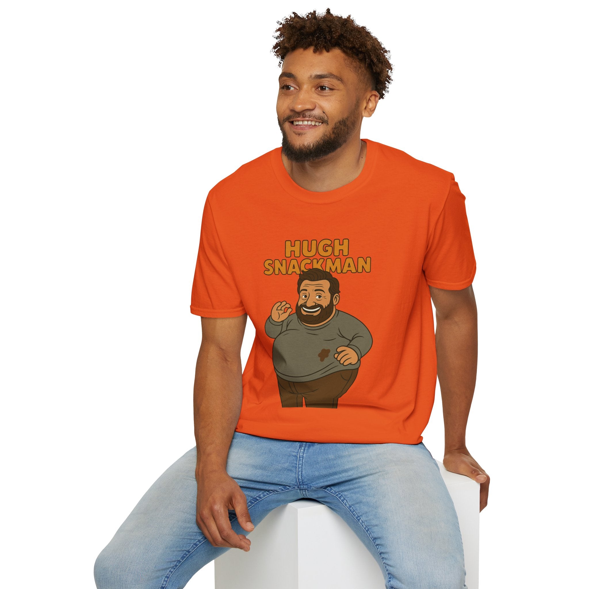 Hugh Snackman Funny Shirt, Hugh Jackman Parody Tee, Comedy Tribute Apparel, Unisex Softstyle T-Shirt