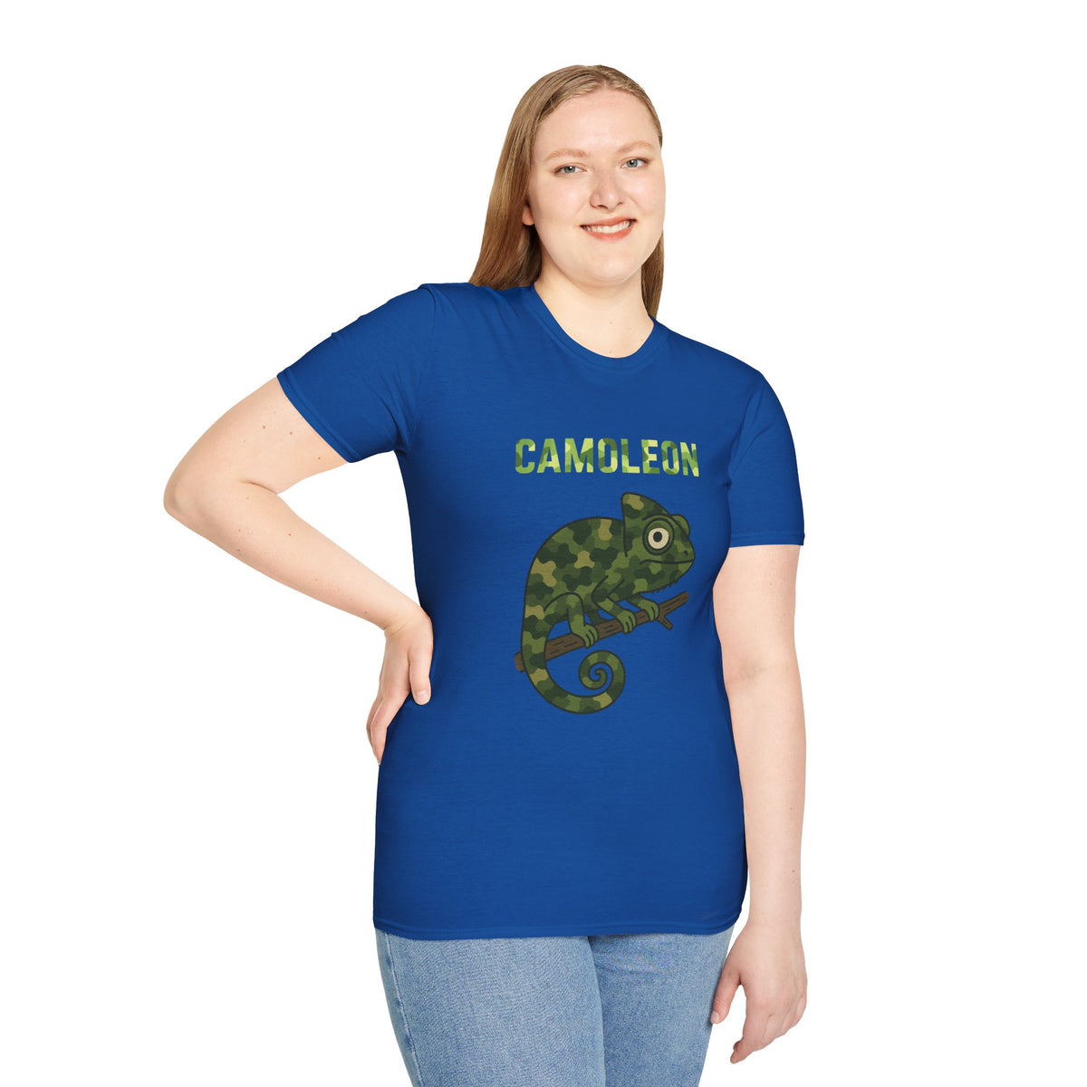 Camoleon Funny Parody T-Shirt, Comedy Mashup Tee, Military Camo Chameleon Shirt, Unisex Softstyle Top