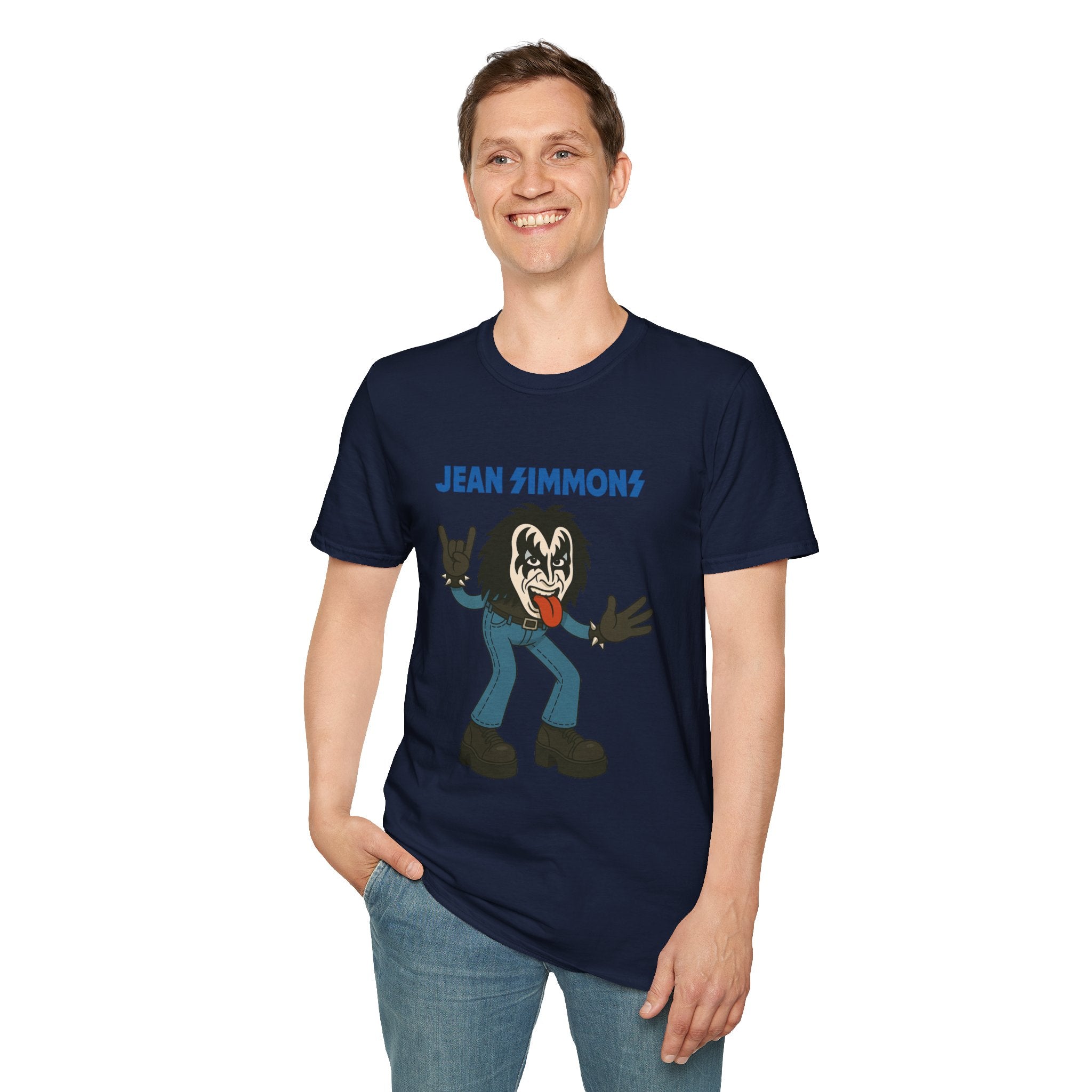 Jean Simmons Funny Shirt Mashup Tribute Parody Pun Rockstar Softstyle T-Shirt, Unisex Tee, Graphic Tee, Music Lover Gift, Jeans Lover Shirt,