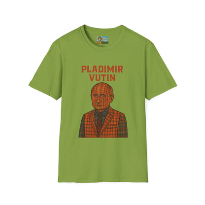 Pladimir Vutin T-Shirt, Funny Putin Parody Shirt, Plaid Person Pun Tee, Comedy Putin Plaid Top, Vladimir Putin Plaid Wordplay Apparel