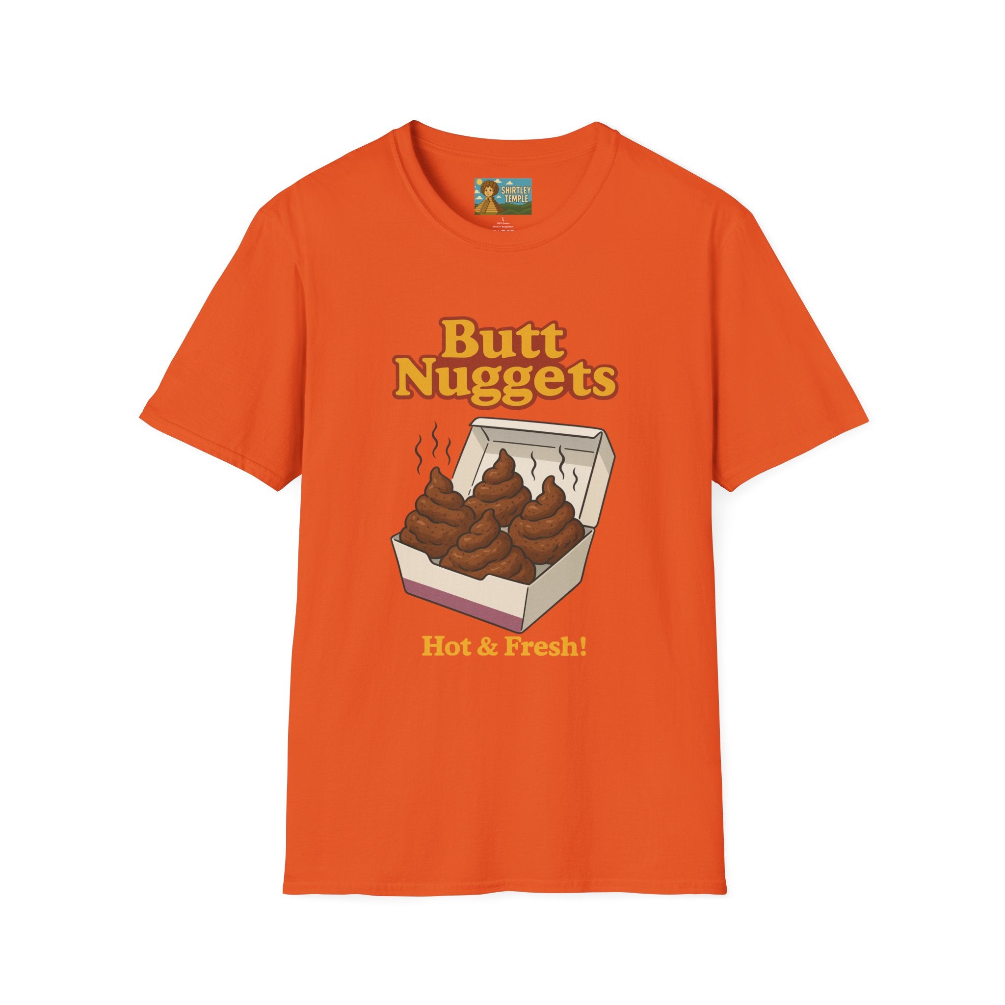 Butt Nuggets Funny Unisex Softstyle T-Shirt, Chicken Poop Pun Tee, Hilarious Wordplay Apparel, Comfy Graphic Shirt, Unisex Shirt for Joke