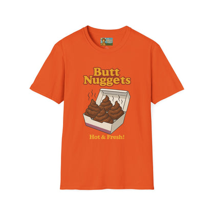 Butt Nuggets Funny Unisex Softstyle T-Shirt, Chicken Poop Pun Tee, Hilarious Wordplay Apparel, Comfy Graphic Shirt, Unisex Shirt for Joke