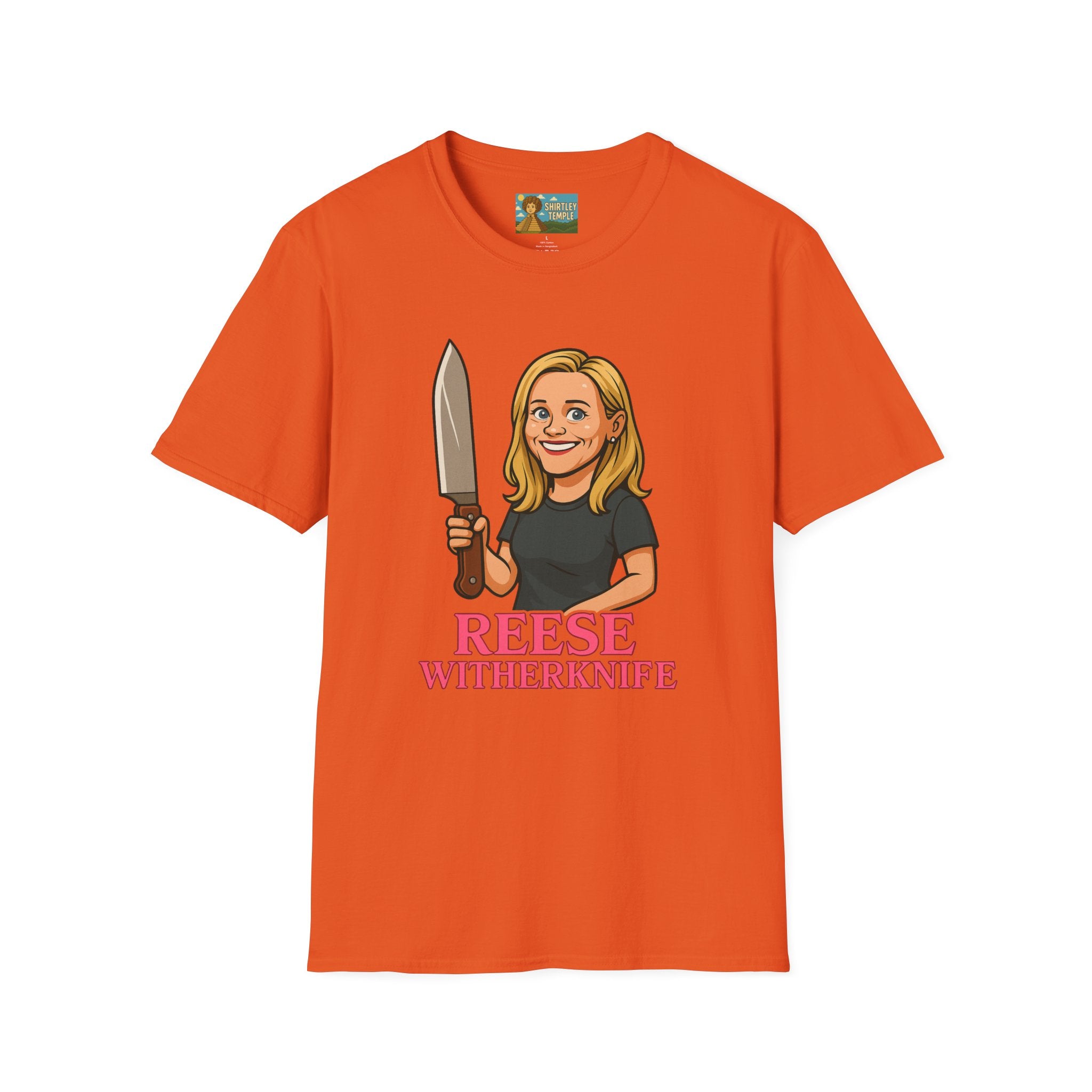 Reese Witherknife Funny Shirt, Comedy Parody Actress Tee, Unisex Softstyle T-Shirt, Wordplay Giant Knife Top, Gift for Movie Lovers, Pop
