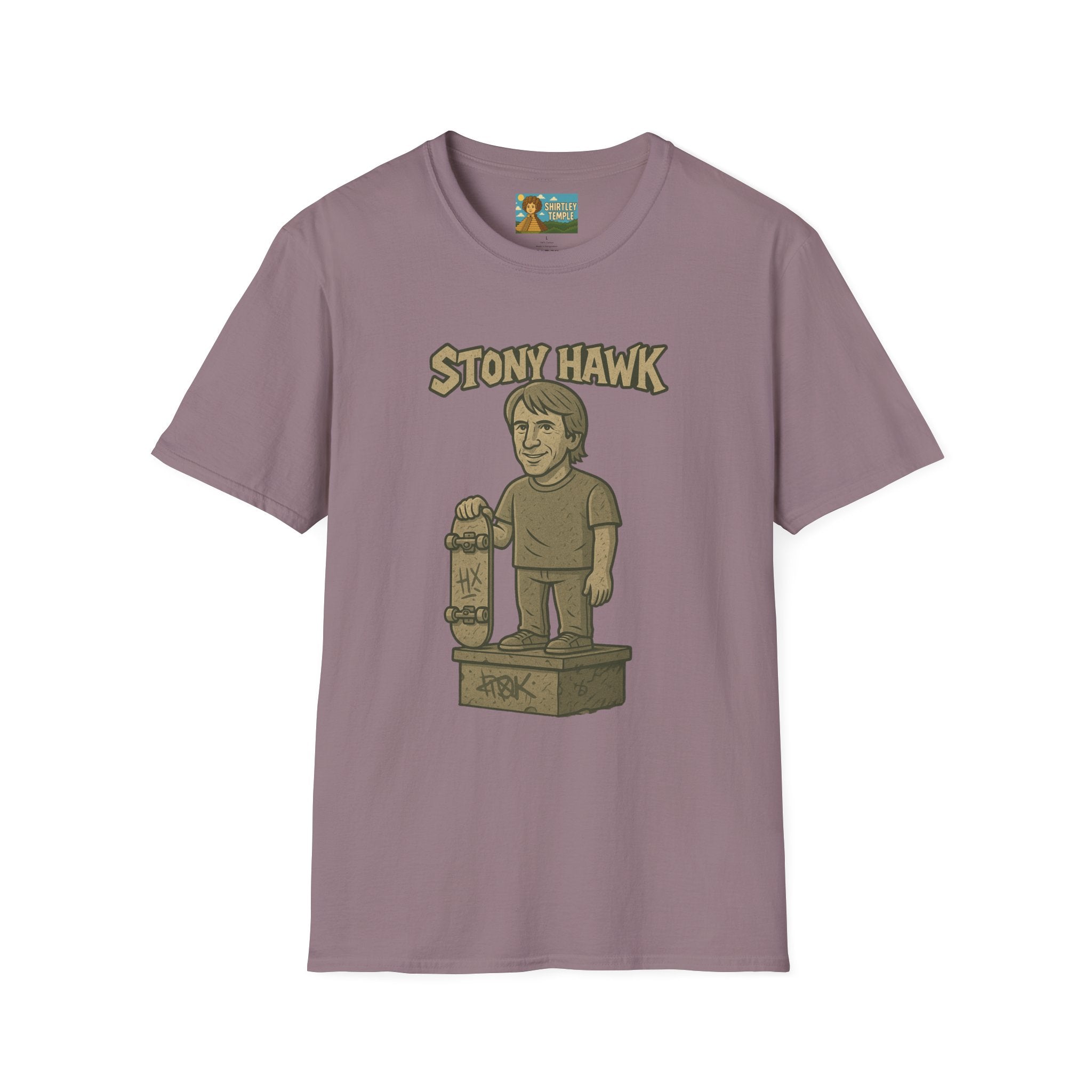 Stony Hawk Unisex T-Shirt, Skateboard Legend Parody Tee, Statue Wordplay Shirt, Funny Skater Gift, Skateboarding Fan Top