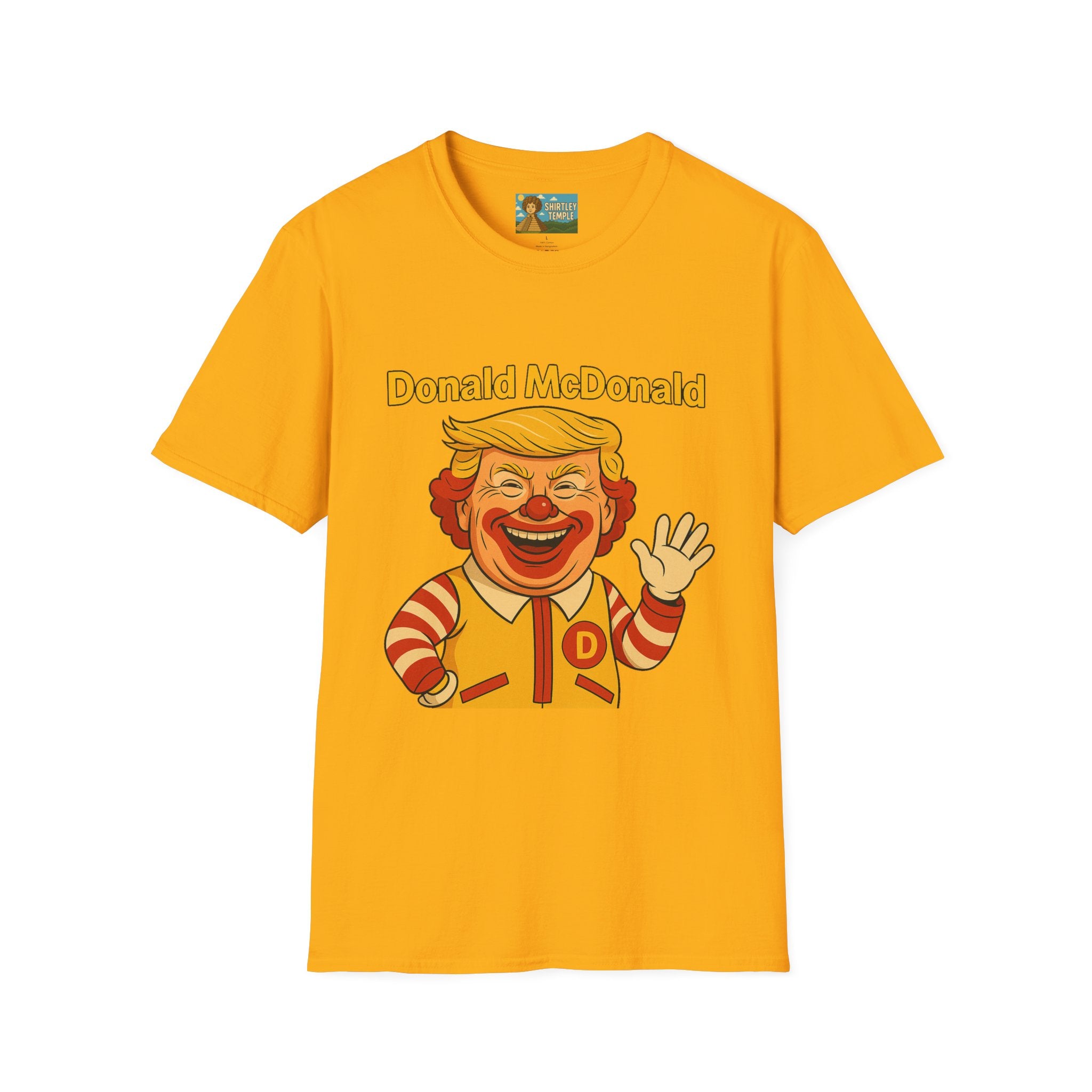 Donald McDonald Mashup T-Shirt, Trump Parody Tee, Funny Fast Food Shirt, Unisex Softstyle Top, Political Humor Gift