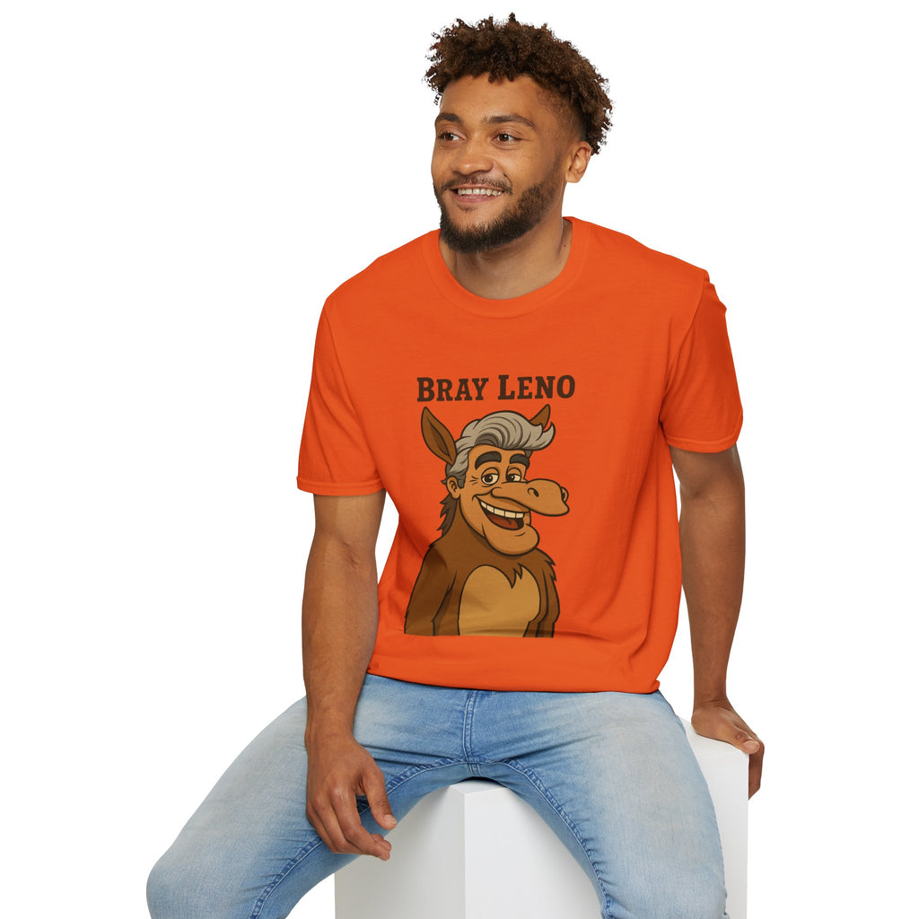 Bray Leno Parody Unisex Tee, Jay Leno Donkey Mashup Shirt, Funny Wordplay Comedy Gift, Softstyle T-Shirt