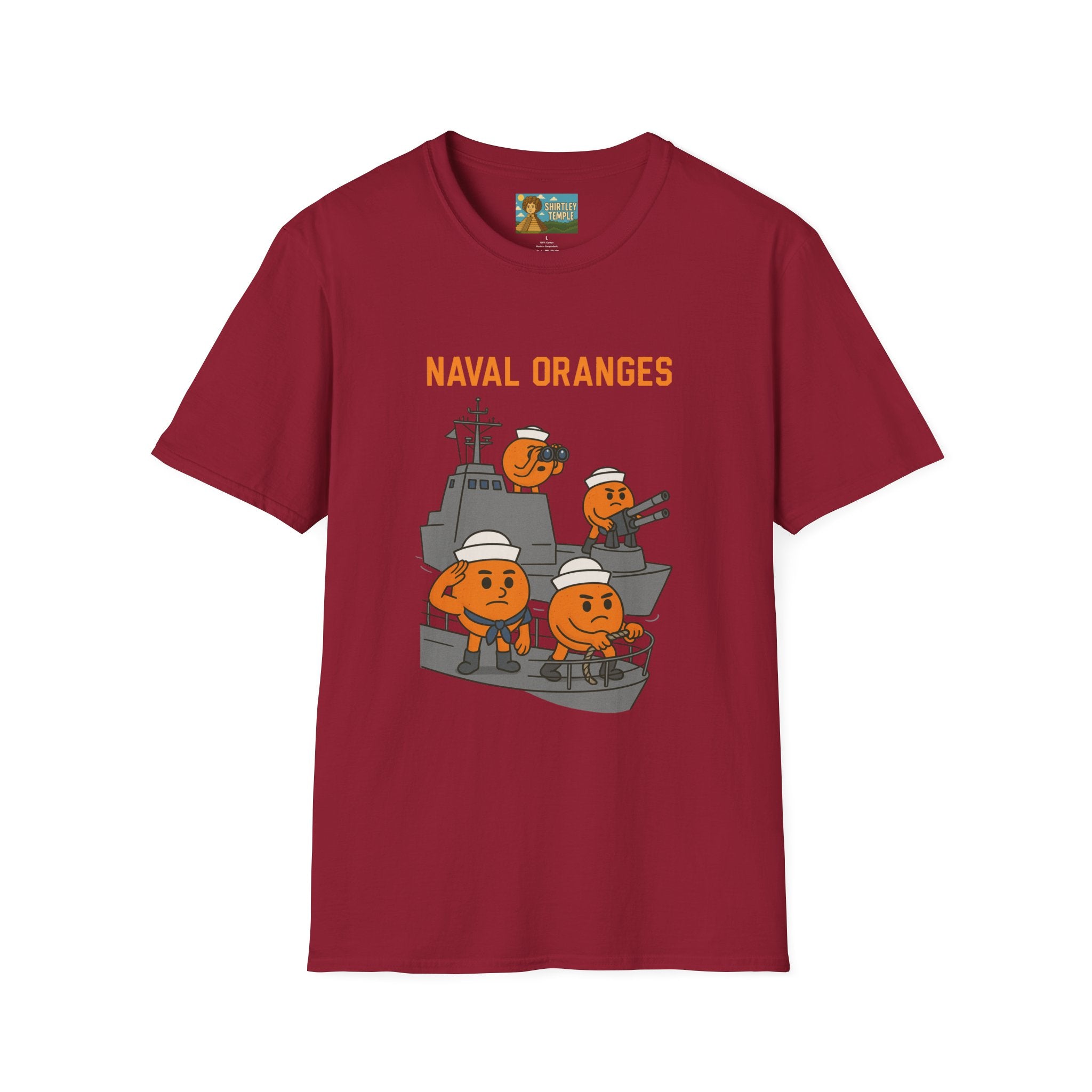 Naval Oranges Unisex Softstyle T-Shirt, Funny Shirt Parody Wordplay Mashup, Navy People Comedy Pun Punny, Navel Oranges Tee, Citrus Humor