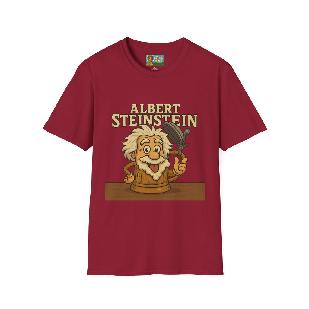 Albert Steinstein Unisex T-Shirt, Pun Beer Stein Science Tee, Gift for Nerds, Math Teacher Shirt, Physics Student Apparel