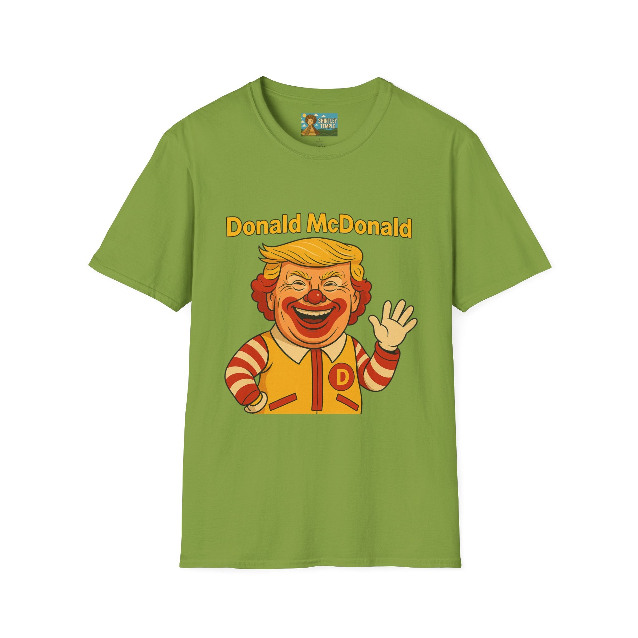 Donald McDonald Mashup T-Shirt, Trump Parody Tee, Funny Fast Food Shirt, Unisex Softstyle Top, Political Humor Gift