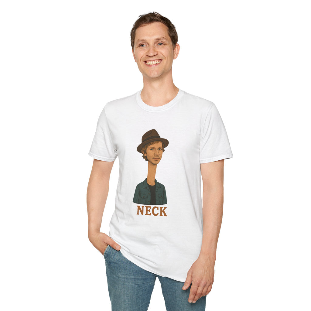 Neck Funny Long Neck Beck Tribute Unisex T-Shirt, Musician Parody Tee, Top for Comedy Fans, Neck Shirt with Wordplay, Music Lover Gift