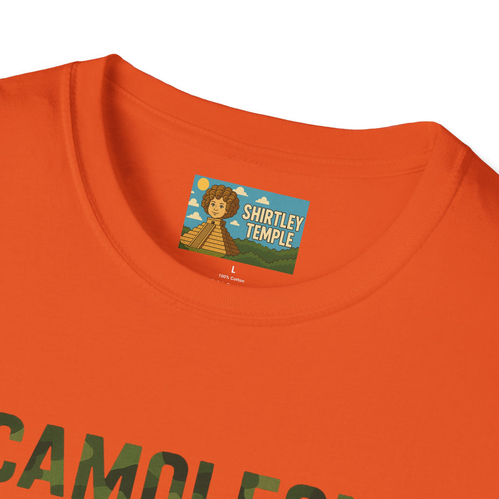 Camoleon Funny Parody T-Shirt, Comedy Mashup Tee, Military Camo Chameleon Shirt, Unisex Softstyle Top