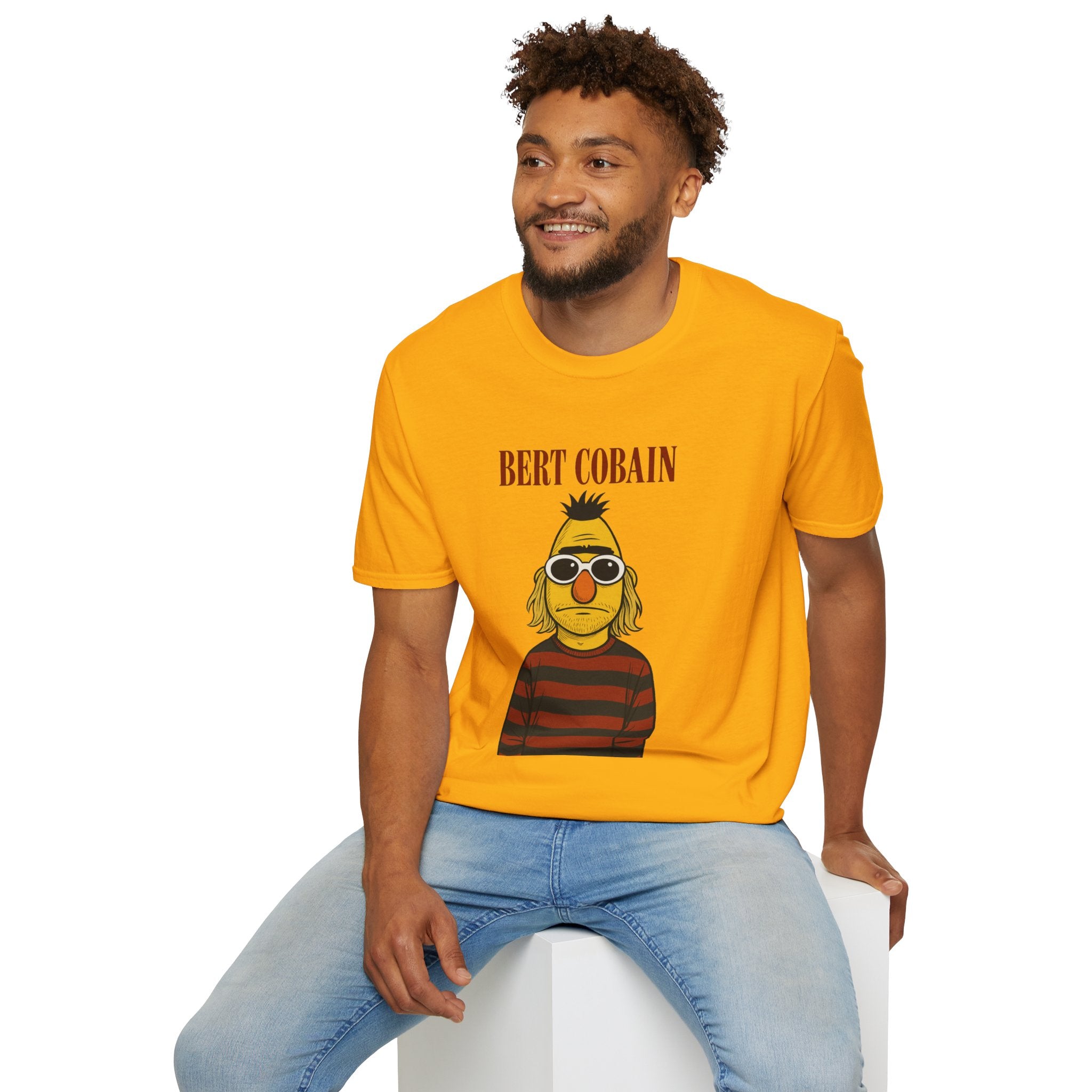 Bert Cobain funny mashup Kurt Cobain and Bert from sesame street wordplay unisex gift tee music lover
