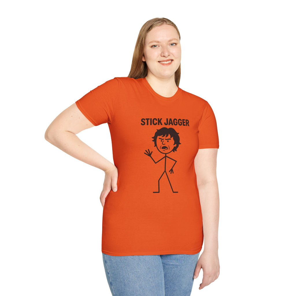 Stick Jagger Funny Shirt, Stick Figure Parody Wordplay T-Shirt, Pun Mashup Tee, Humorous Graphic Top, Sarcastic Slogan Clothing