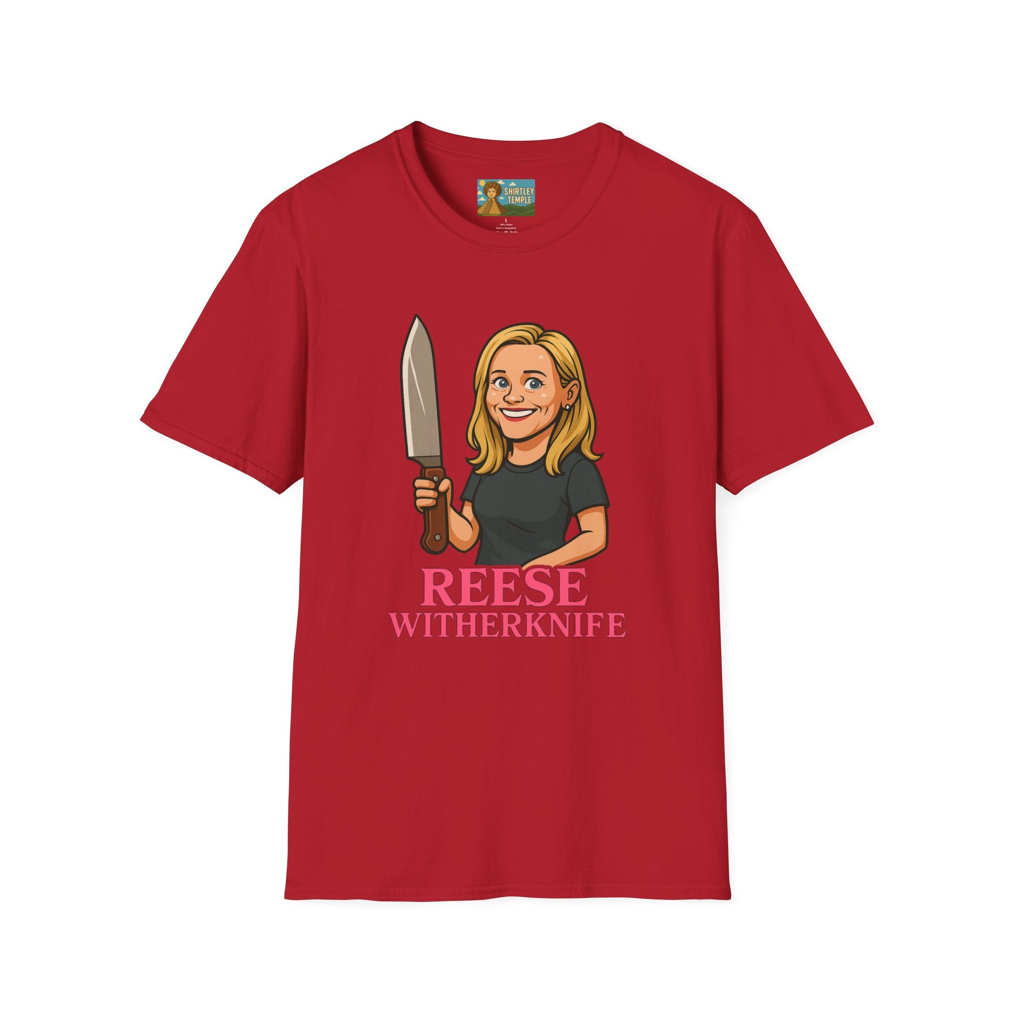 Reese Witherknife Funny Shirt, Comedy Parody Actress Tee, Unisex Softstyle T-Shirt, Wordplay Giant Knife Top, Gift for Movie Lovers, Pop