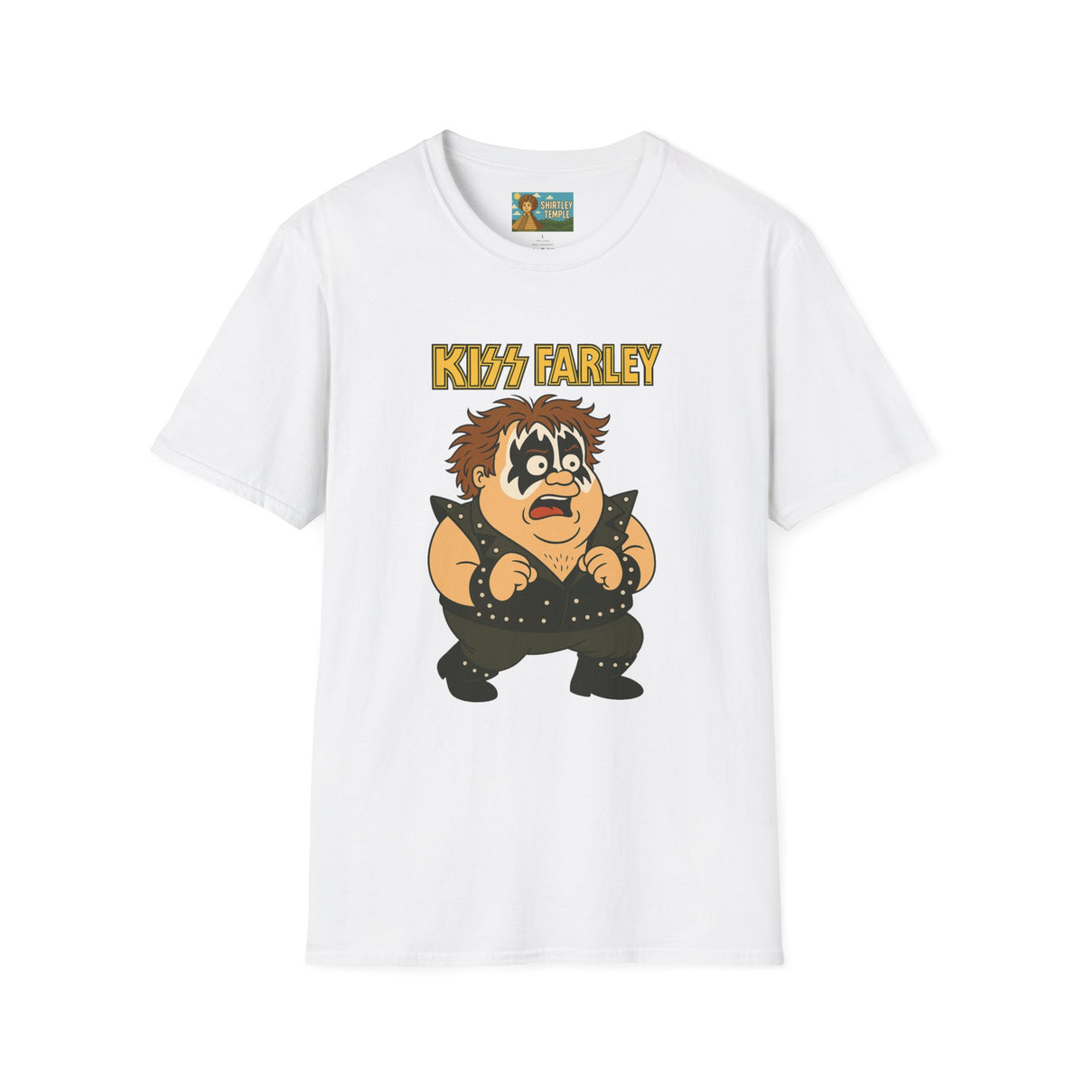 Kiss Farley T-Shirt, Rock Band Chris Farley Tribute Shirt, Funny Parody Mashup Tee, Unisex Softstyle Top, Gift for Music Lovers
