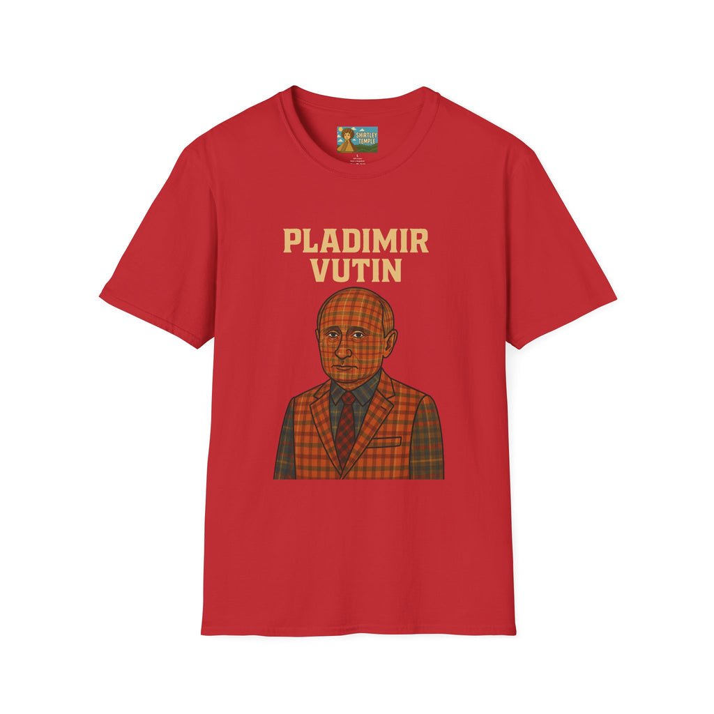 Pladimir Vutin T-Shirt, Funny Putin Parody Shirt, Plaid Person Pun Tee, Comedy Putin Plaid Top, Vladimir Putin Plaid Wordplay Apparel