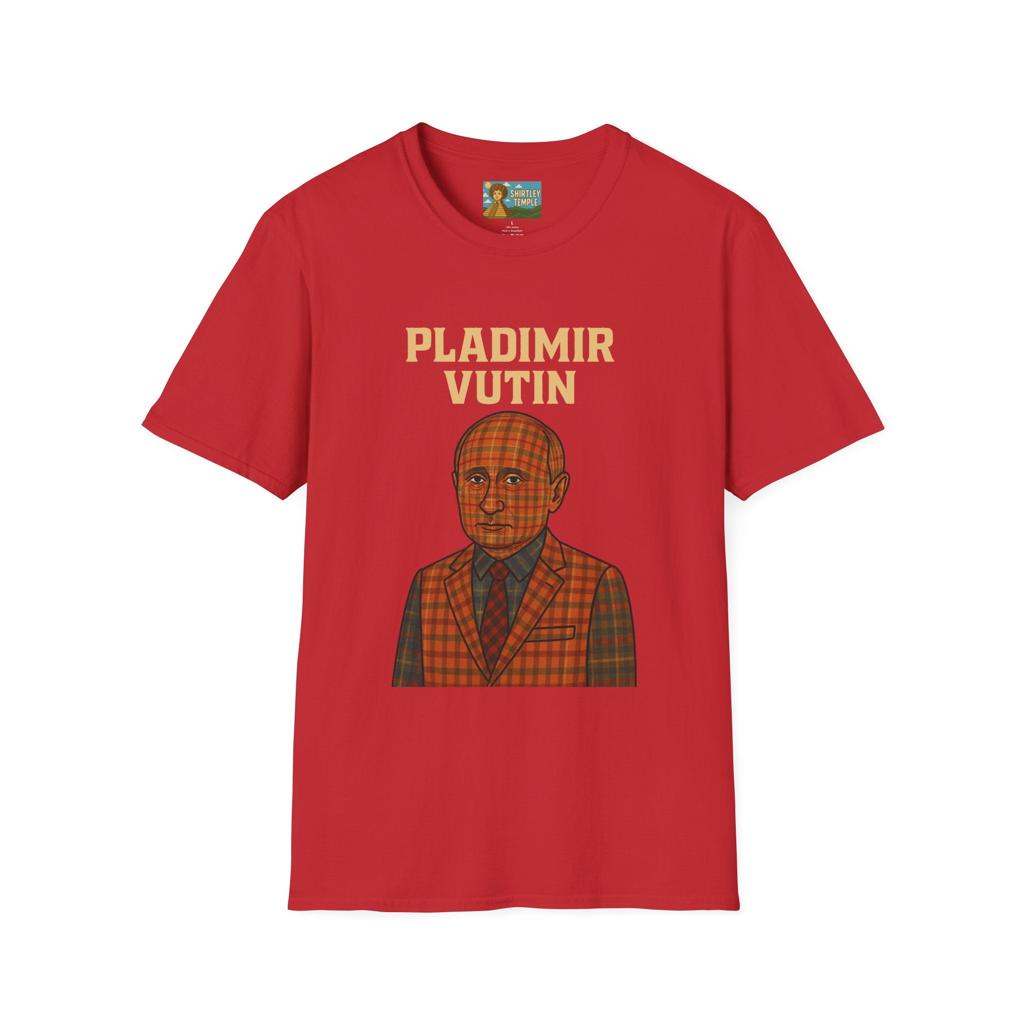 Pladimir Vutin T-Shirt, Funny Putin Parody Shirt, Plaid Person Pun Tee, Comedy Putin Plaid Top, Vladimir Putin Plaid Wordplay Apparel