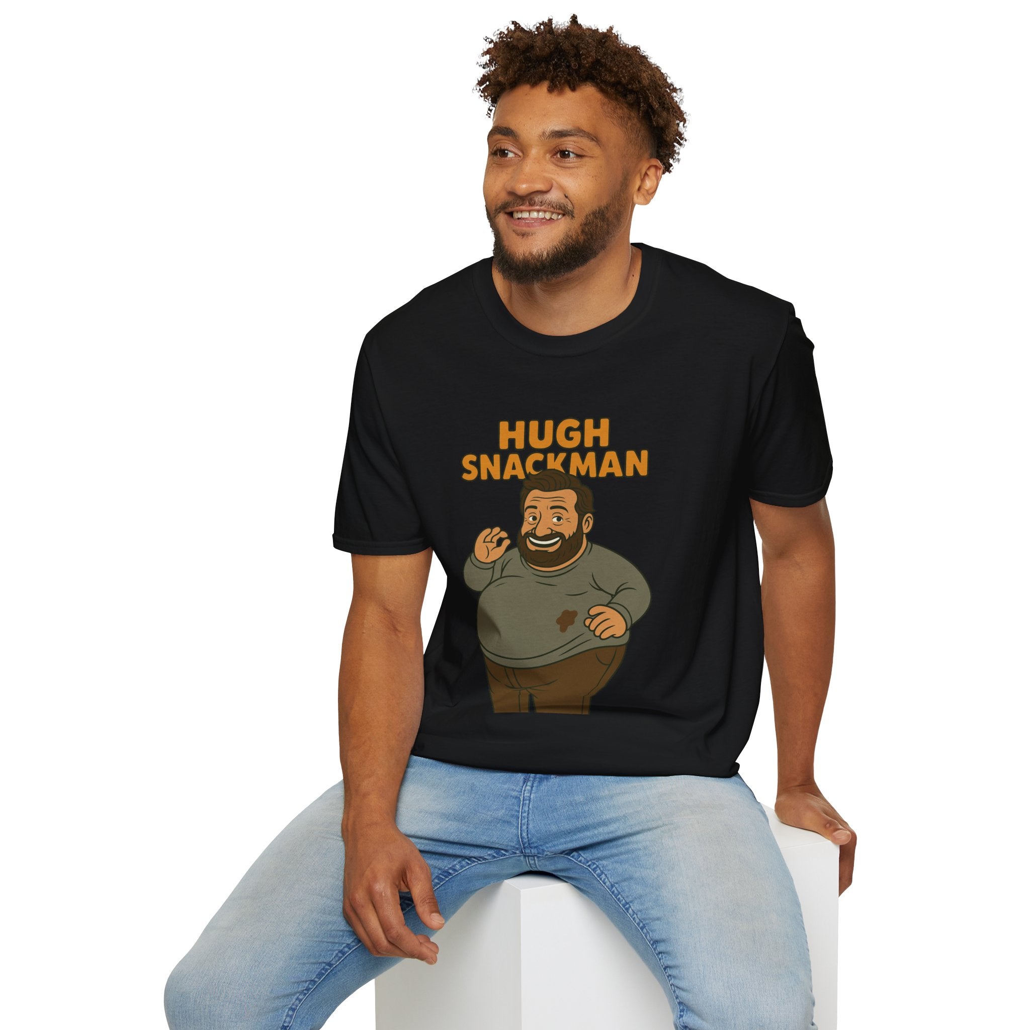 Hugh Snackman Funny Shirt, Hugh Jackman Parody Tee, Comedy Tribute Apparel, Unisex Softstyle T-Shirt