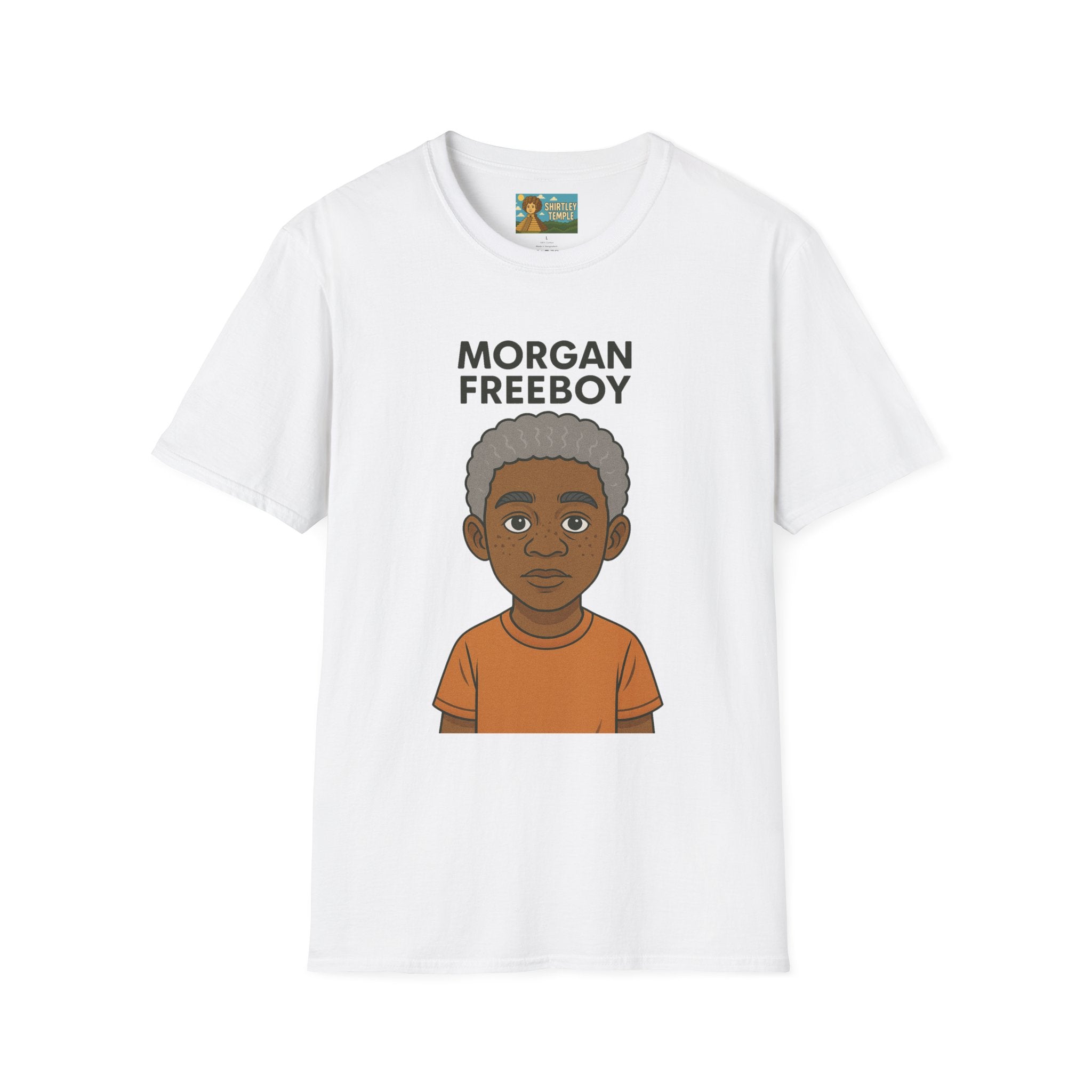 Morgan Freeboy Tribute T-Shirt, Funny Parody Tee, Morgan Freeman Wordplay Shirt, Unisex Softstyle, Gift for Comedy Lovers, Pop Culture Top