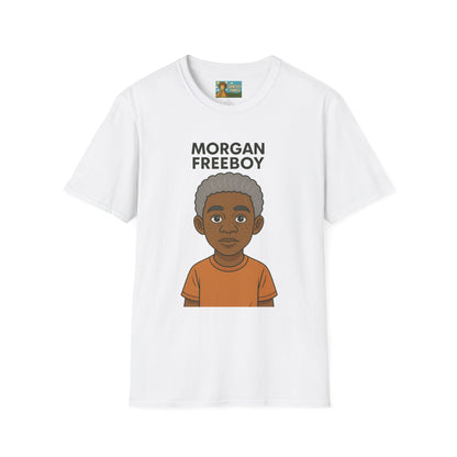Morgan Freeboy Tribute T-Shirt, Funny Parody Tee, Morgan Freeman Wordplay Shirt, Unisex Softstyle, Gift for Comedy Lovers, Pop Culture Top