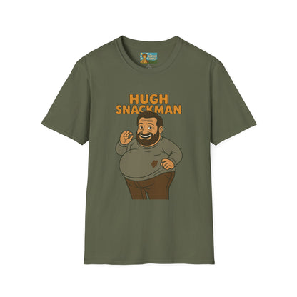 Hugh Snackman Funny Shirt, Hugh Jackman Parody Tee, Comedy Tribute Apparel, Unisex Softstyle T-Shirt