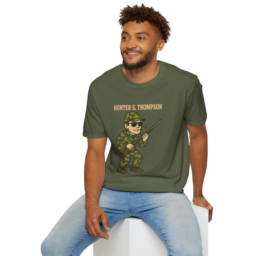 Hunter S Thompson Funny Shirt, Parody Apparel, Comedy Tribute Mashup Pun Unisex Softstyle T-Shirt