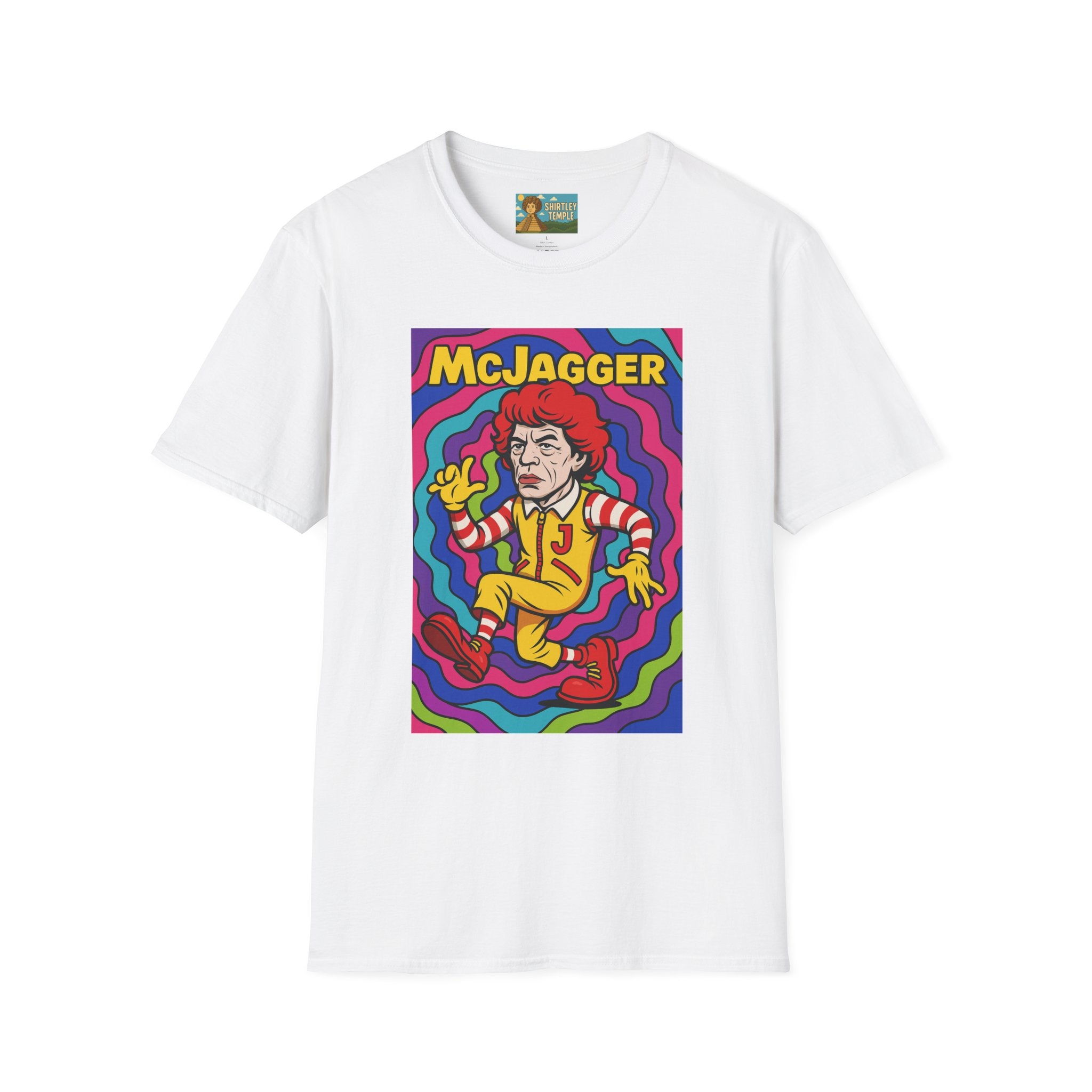 McJagger ver 2 Psychedelic Funny Unisex T-Shirt, Mashup Tribute Tee for Men and Women, Softstyle Shirt for Comedy Fans, Parody Graphic Tee
